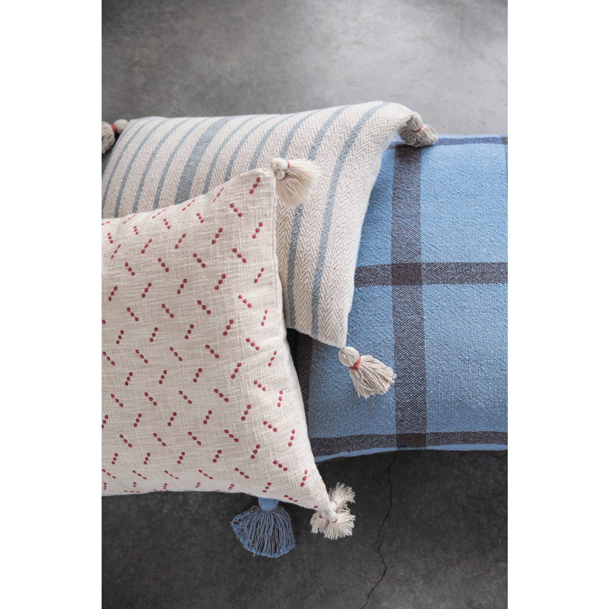 Hello Honey® 20" Embroidered Dots & Tassels Cotton Slub Square Pillow